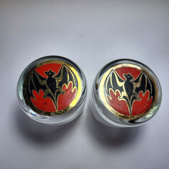 Bacardi Rum Glass Bacardi Bat logo Lot of 2 Weighted lo-ball Collectable10oz - Picture 8 of 10